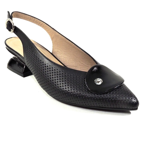 ALESSANDRO DI MARIA 🇮🇹 WOMEN'S BLACK LEATHER COMFORT SUMMER SANDALS - Picture 3 of 8